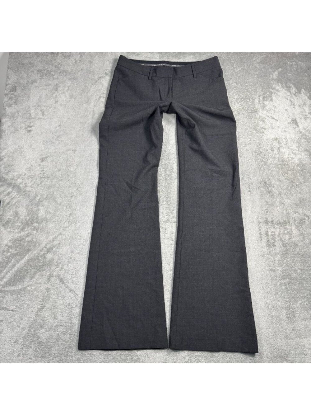 2000s Office Siren Express Editor Gray Low Rise Flare Wide Leg Trousers Size 4L